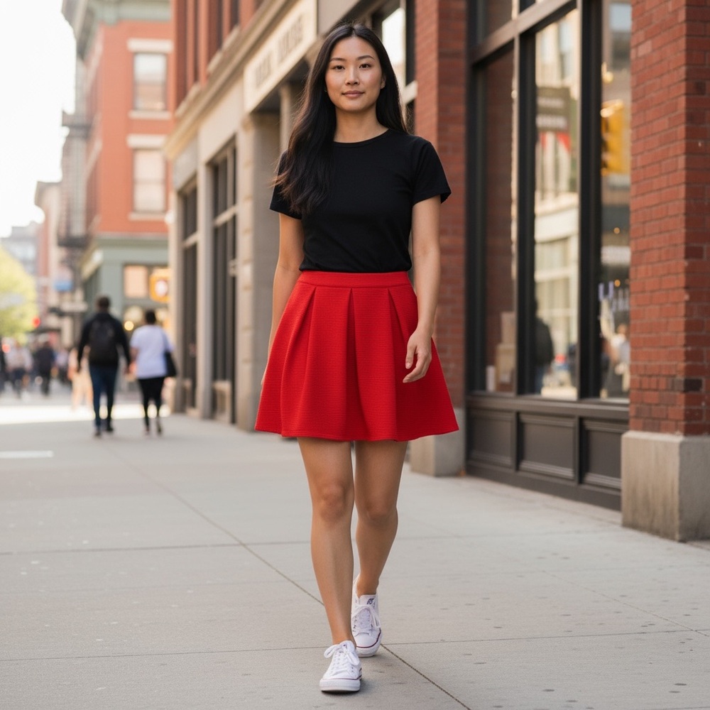Short Red Skater Skirt Forever 21 Women’s Medium